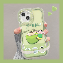 椰子小新适用苹果16promax手机壳iphone14透明双支架15硅胶13防摔