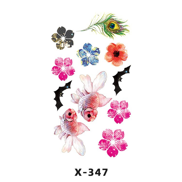 Arco de flor pequeña pegatinas de tatuaje fresco 3D dibujos animados transfronterizo Henna rosa impermeable texto en inglés pegatinas de tatuaje