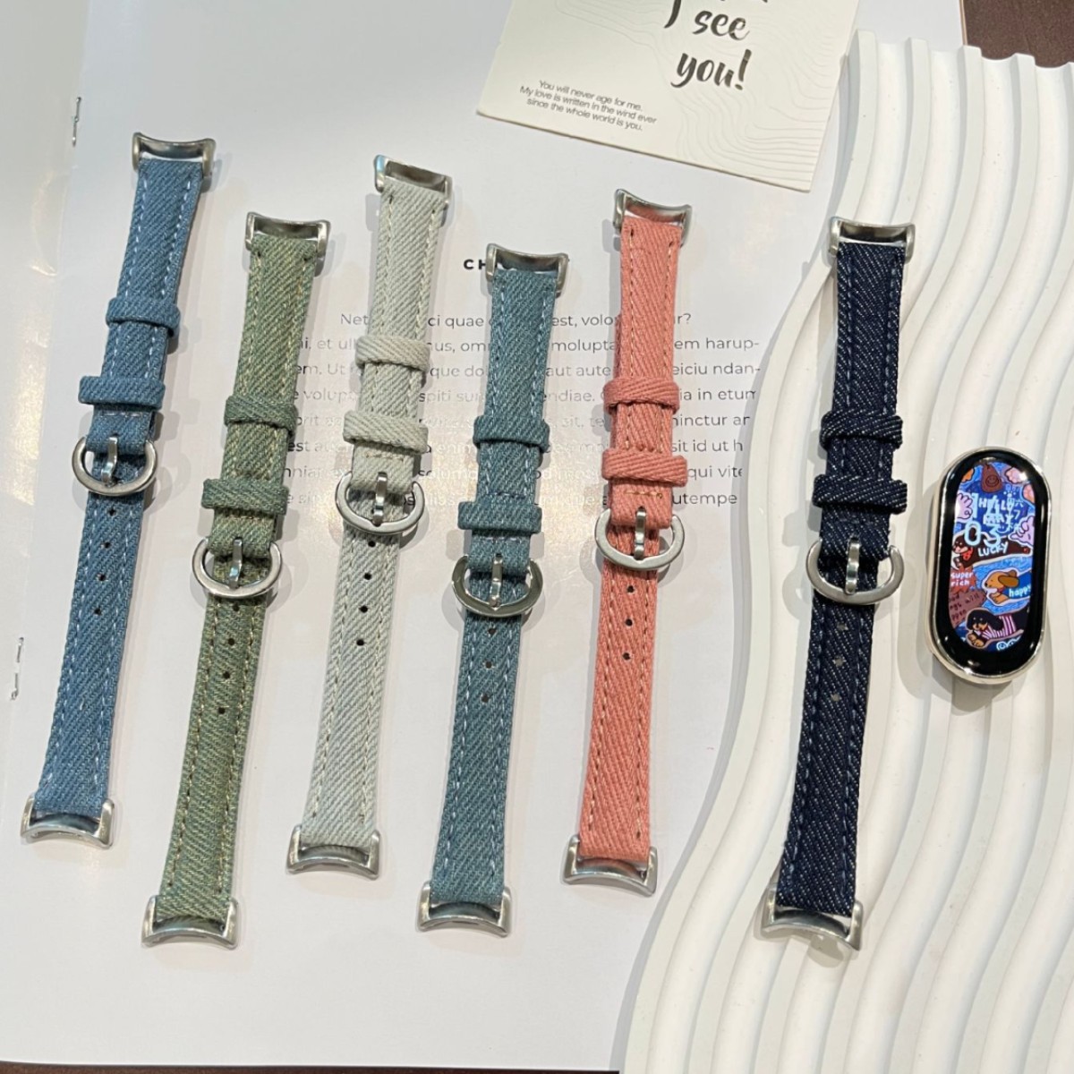 Mini Buckle Denim Watch Strap Suitable for Xiaomi Mi Band 10/8/9Pro Watch Strap Mi Redmi Watch4/5 Watch Strap