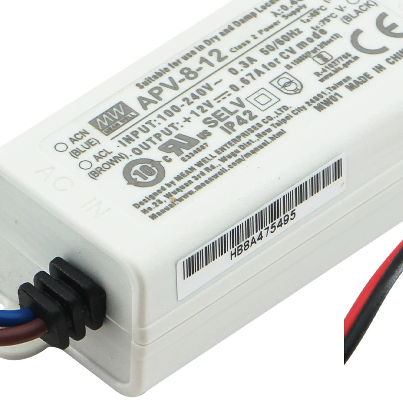 APV-8-12 Тайвань Mingwei 8W12V влагостойкий светодиодный источник питания 0.67A освещение декоративное лента держатель дисплея постоянное напряжение