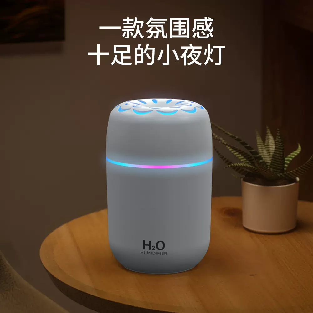 跨境新款大容量加湿器usb喷雾家用宿舍卧室桌面静音小型氛围灯