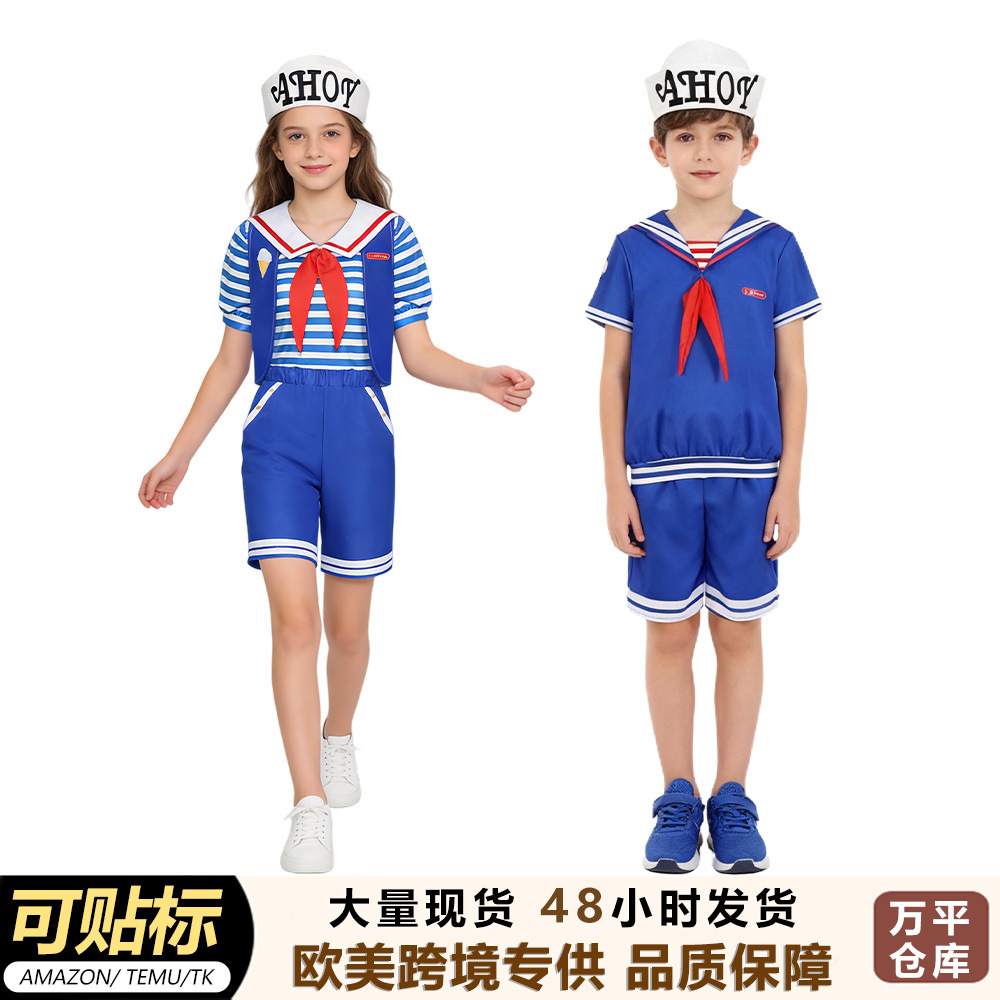 Cross-Border Stranger Things Cosplay Navy Ice Cream Sailor Uniform Unisex for Adults and Children Popular Film and Television Series