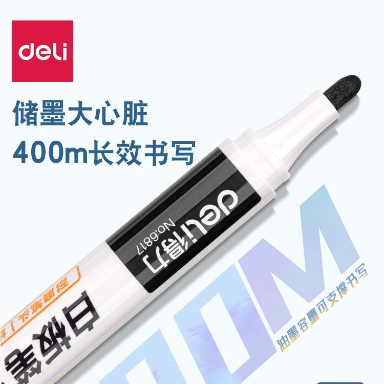 Deli 6817 Whiteboard Pen Water-Based Erasable Whiteboard Pen Display Board Pen Whiteboard Book 10 Boxes Easy to Wipe