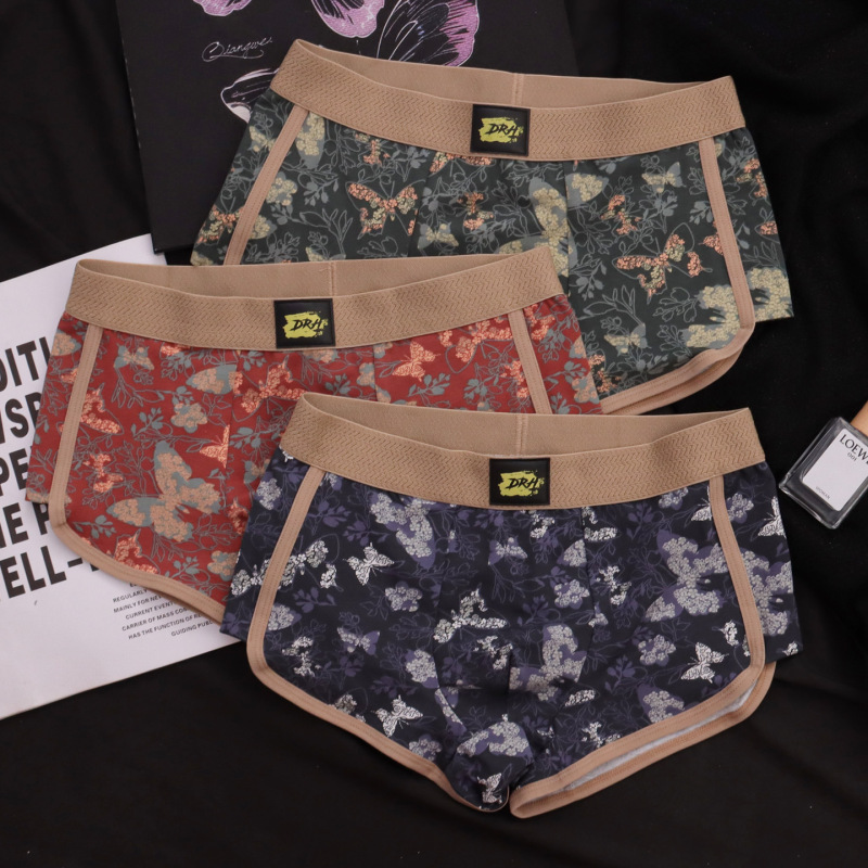 New Chinese Style Butterfly Men's Underwear, Comfortable and Breathable Boxer Shorts, Trendy Pull-Up Shorts, Popular Pants