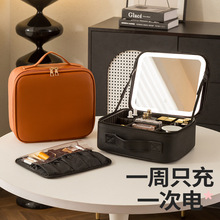 化妆包2025镜子新款LED化妆箱带灯手提箱收纳包大容量便携旅行包