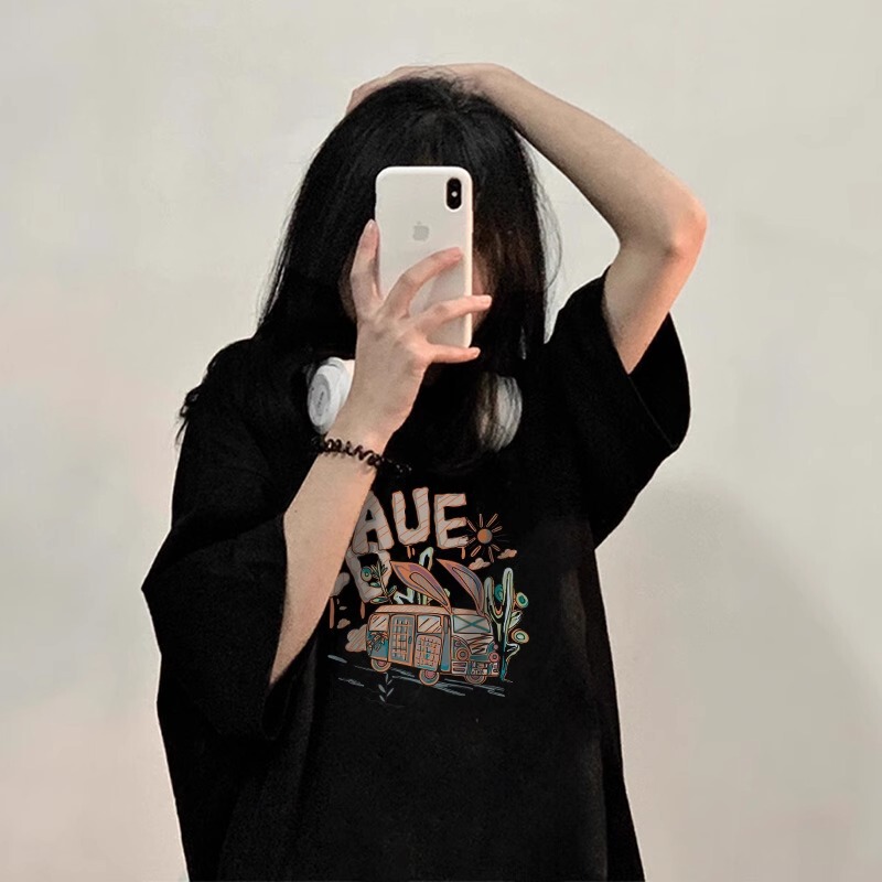 Black Short-Sleeved T-Shirt for Women 2026 New Pure Cotton Summer Design Half-Sleeved Loose American Style Lazy Chic Top