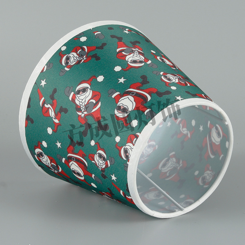Pantalla de lámpara de mesa de tela creativa Santa Claus patrón de alce pantalla de lámpara de cabecera fábrica al por mayor pantalla de piso desmontable
