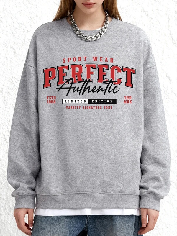 Perfect Authentic Printed Sports Sweatshirt for Women Winter Wool Warm Sweatshirt Round Neck Jogger Pullover
