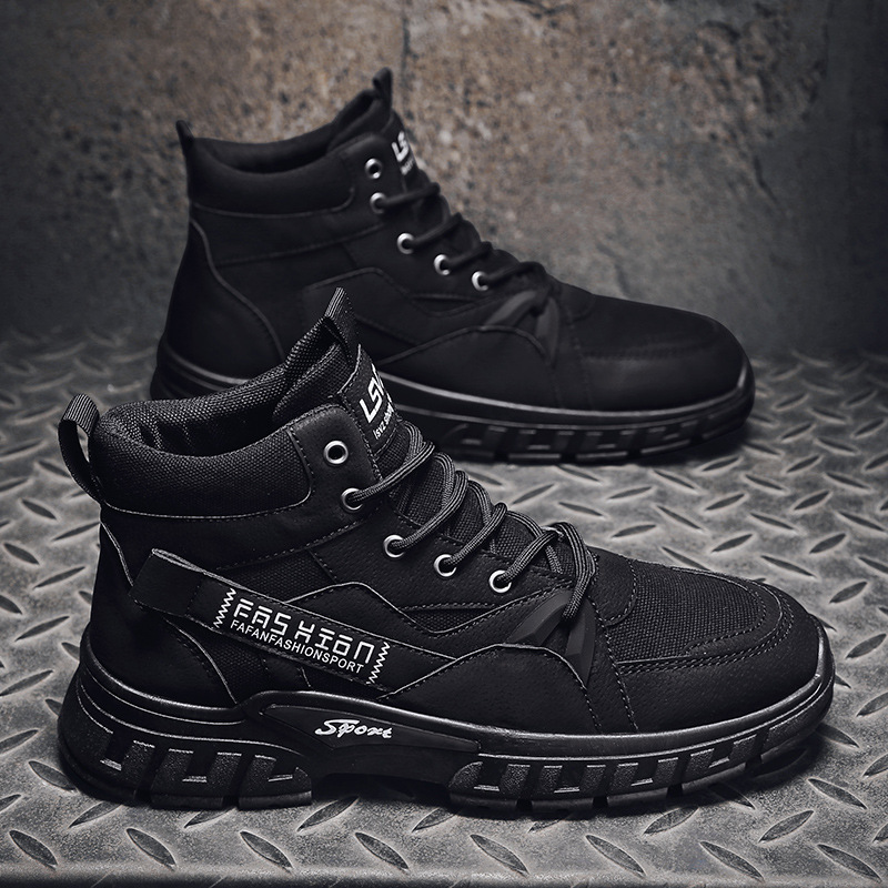 Men's Shoes 2025 Autumn New Outdoor Height Increasing Wear-Resistant Waterproof Casual Shoes Men's High-Top Thick-Soled Work Shoes