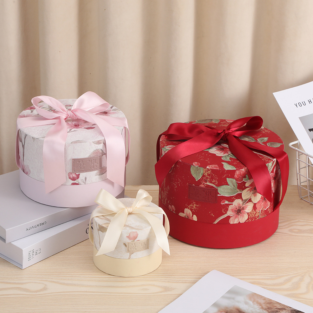 新款圆筒伴手礼糖盒婚庆手提伴手礼盒翻盖喜糖盒生日礼物盒批发
