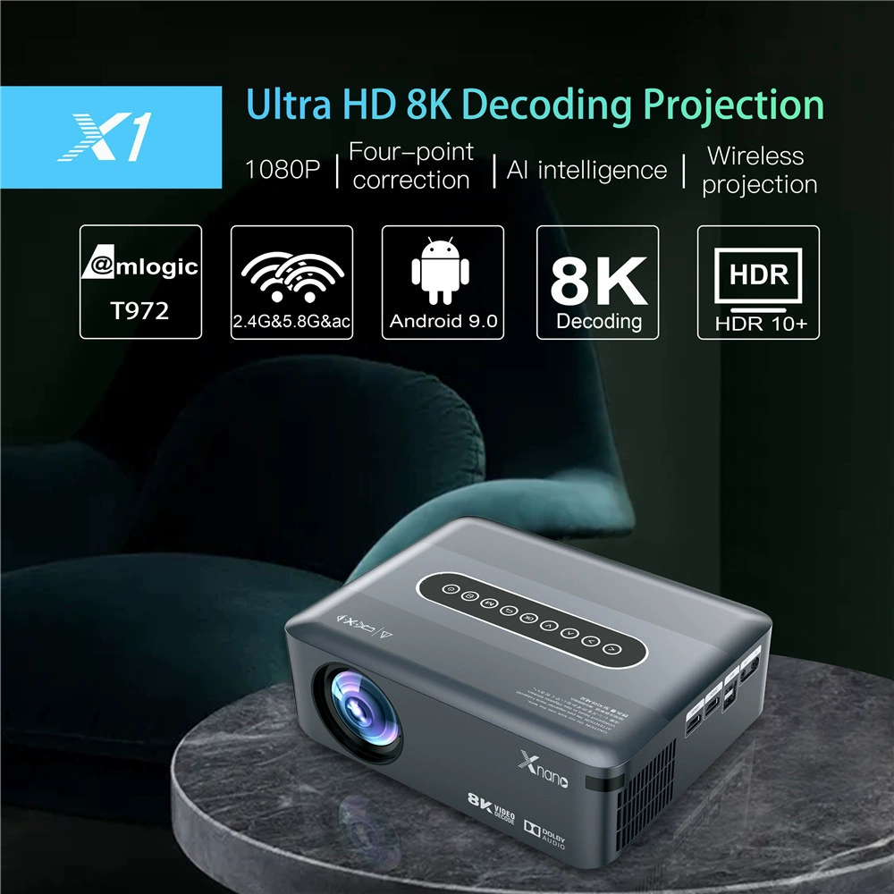 X1 домашний умный проектор с 8K декодированием, портативный белый стенд прямой трансляции в спальню семейный проектор xnano