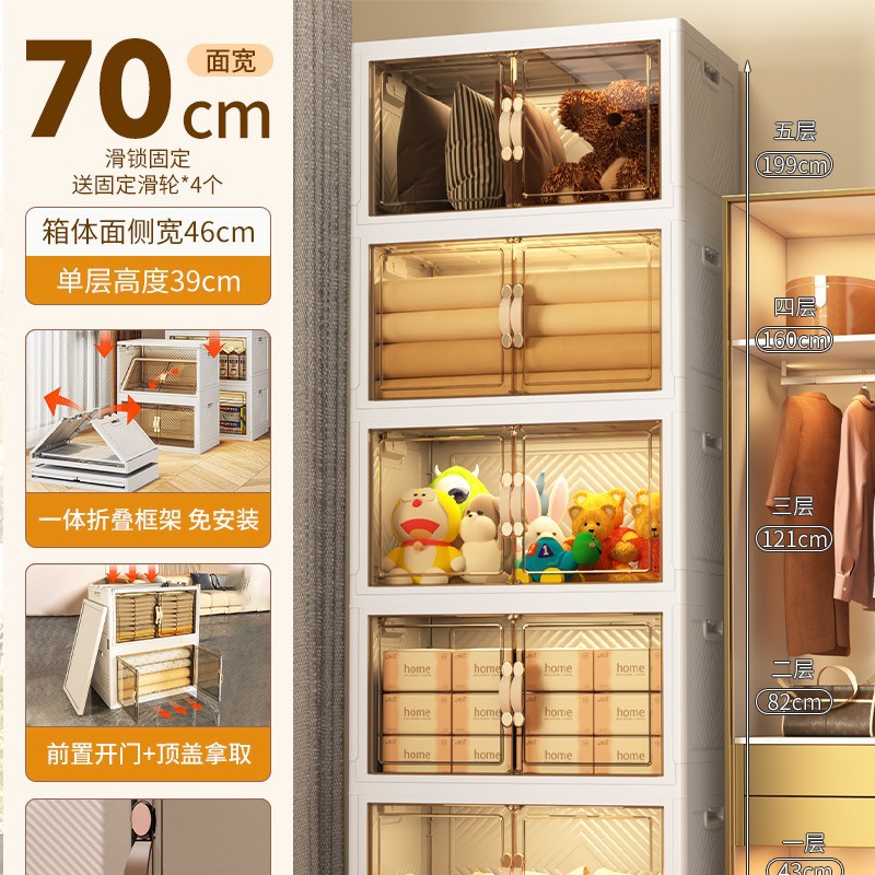 Plegable armario hogar instalación-libre multi-capa transparente armario organización caja ropa edredón snack almacenamiento gabinete