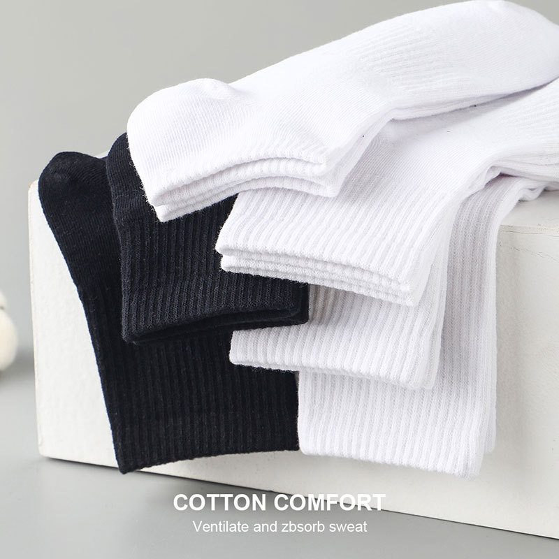 Pure cotton white socks in mid -cotton male socks pure color thread…