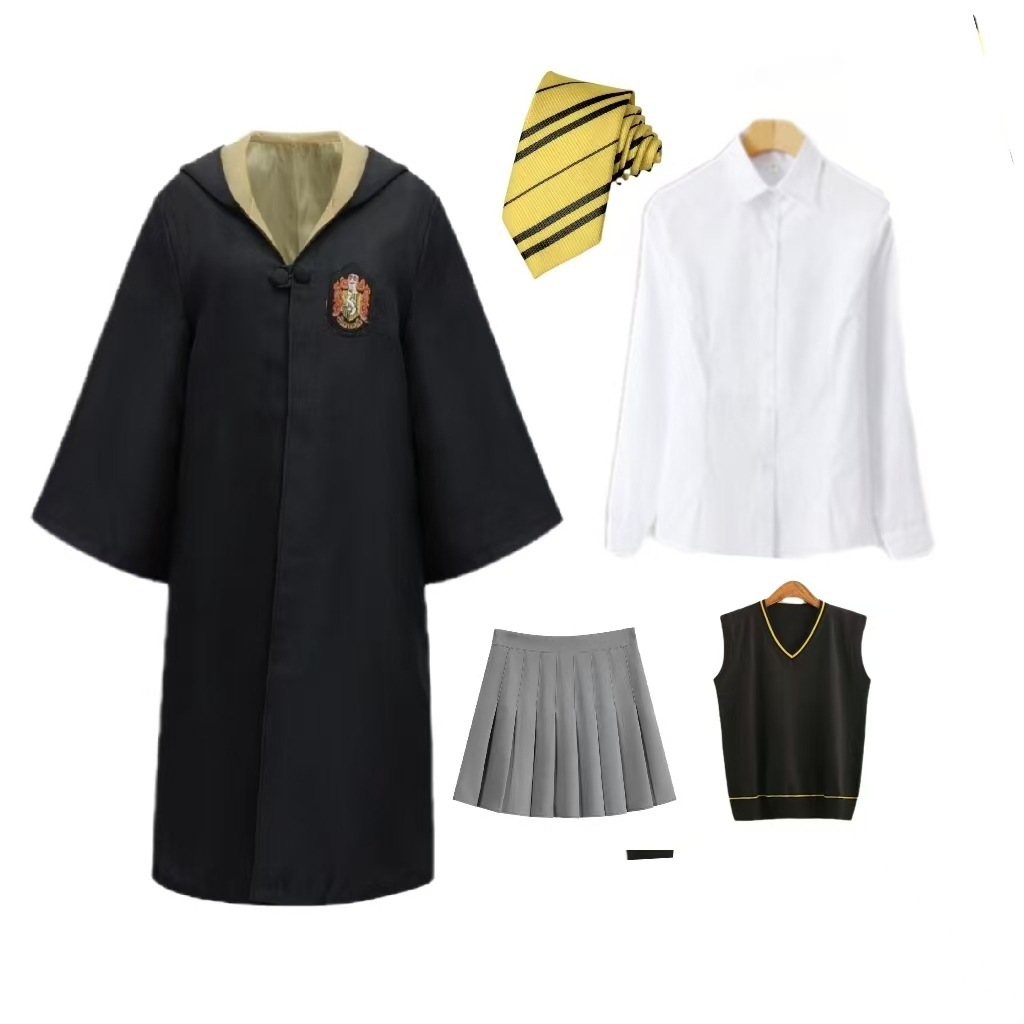 Халат Хаффлпуф + галстук + рубашка + юбка + жилет