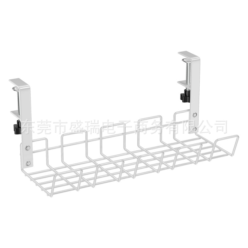 Transfronterizo en stock rack de almacenamiento sin perforaciones debajo de la Mesa socket de alambre rack de almacenamiento escritorio ordenado organizador rack cesta colgante