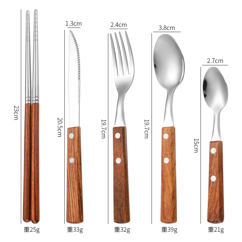 로즈우드 나이프, 포크, 스푼, 티스푼, 젓가락 5종 세트
