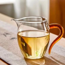 工厂制作彩把高硼硅玻璃茶具公道杯简约时尚