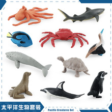 仿真 太平洋生物 章鱼陆龟虎鲨灰鲸虎豹蓝脚鲣鸟螃蟹模型桌面玩具