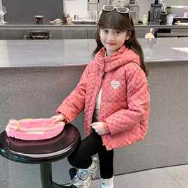 2025保暖棉袄棉衣新款洋气女童粉色儿童冬装精致棉服加厚外套时尚