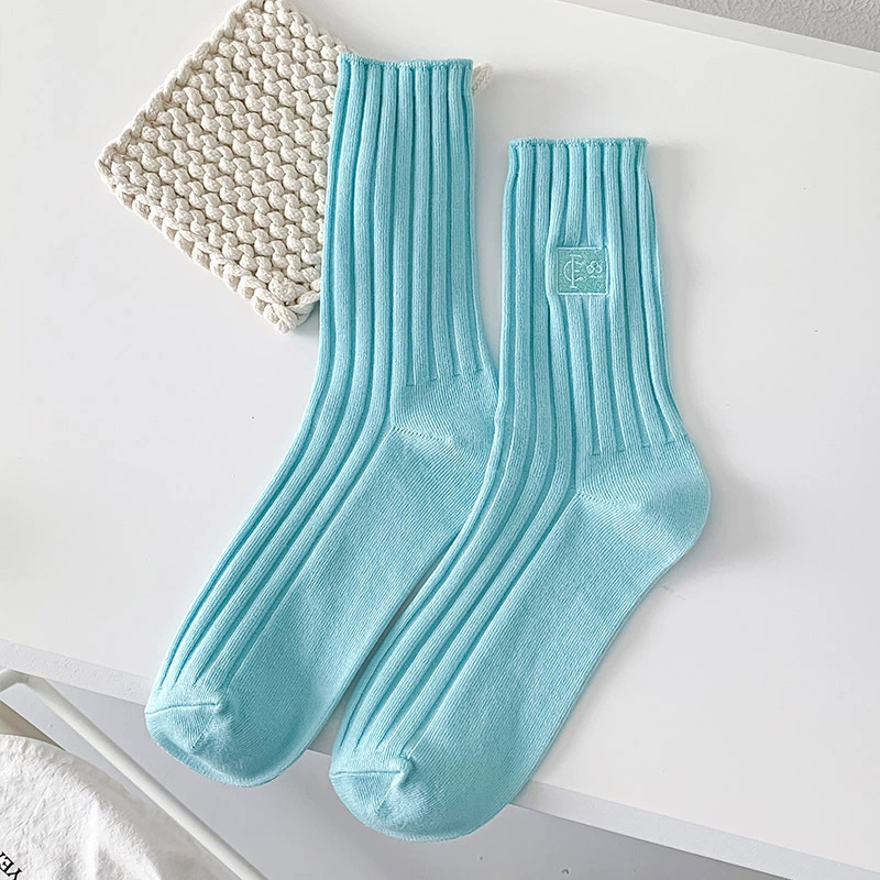 Knee Socks (Tide) Embroidered Fashion Socks, South Korea Style, One Size, Colorful
