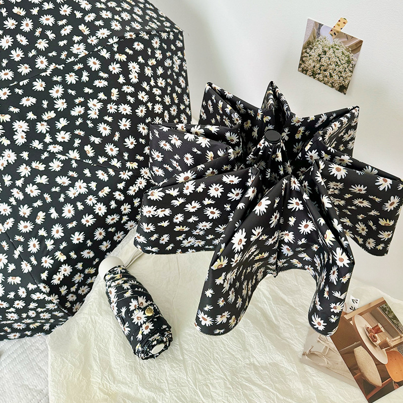 Pastoral White Chrysanthemum 50% off Retro High-End Pastoral Floral Advertising Umbrella 70% off Automatic Sun Protection and Uv Protection in Rain or Shine