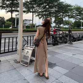 夏装搭配一整套女韩系时尚设计感无袖绑带上衣半身长裙气质两件套