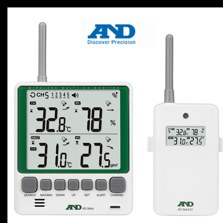 日本AND爱安德多通道无线环境温湿度计AD-5664SET