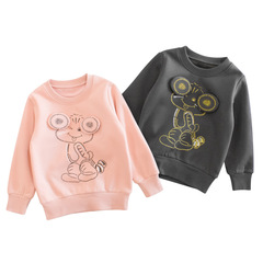 2024 Autumn/Winter Korean-style children's clothing new children's padded hoodie baby cartoon girls' warm top drop shipping one piece