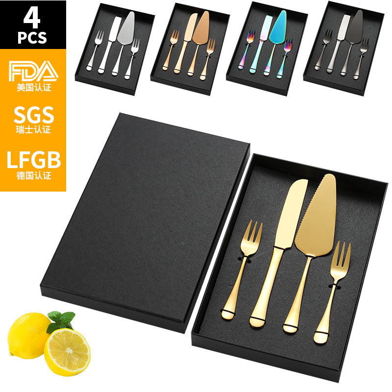 Cross-border stainless steel cake knife shovel 2/4 set for wedding banquet birthday party cake knife cake shovel