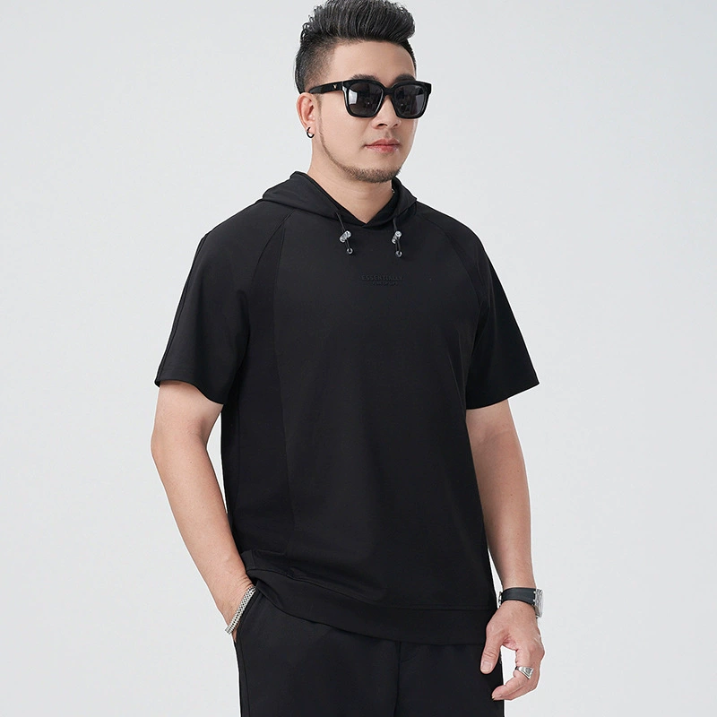 T1069 футболка с капюшоном с короткими рукавами для мужчин большого размера