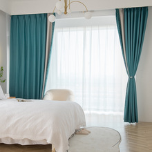 北欧简约风格窗帘卧室客厅酒店遮光温馨大气棉麻现代窗帘成品
