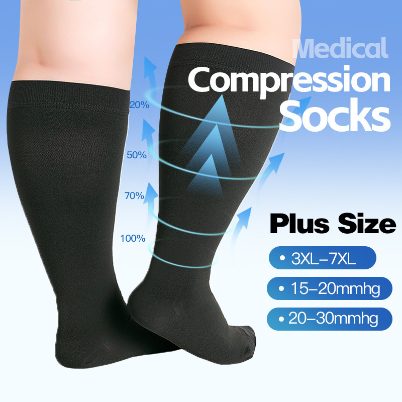 Plus Size Compression Socks, Mid-Calf Elastic Socks, Wide Calf Pressure Socks, European and American Cross-Border In-Stock Items