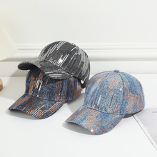 跨境外贸专供现货牛仔水洗亮片棒球帽好的质量好的价格厂家直销