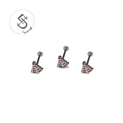 SMTNEK Titanium-Steel Internal Thread Drip-Oil Christmas Tree Design Lip Studs & Ear Piercings | Stainless Steel Body Jewelry