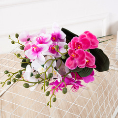 Phalaenopsis artificial flower 4 heads 3D glued hand-feel artificial flower Home soft decoration small branches Phalaenopsis potted flower arrangement
