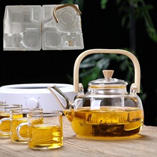 跨境珍珠棉包装耐高温茶水分离可过滤提梁壶高硼硅玻璃简约泡茶壶