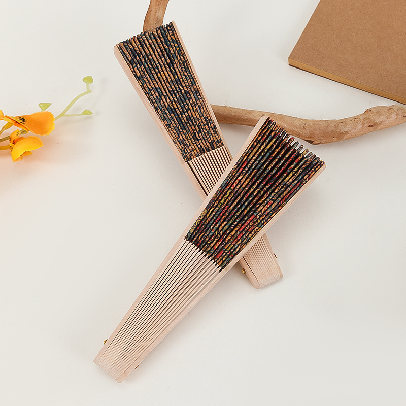 Wooden Material Chinoiserie Ethnic Style Solid Color Wooden Fan