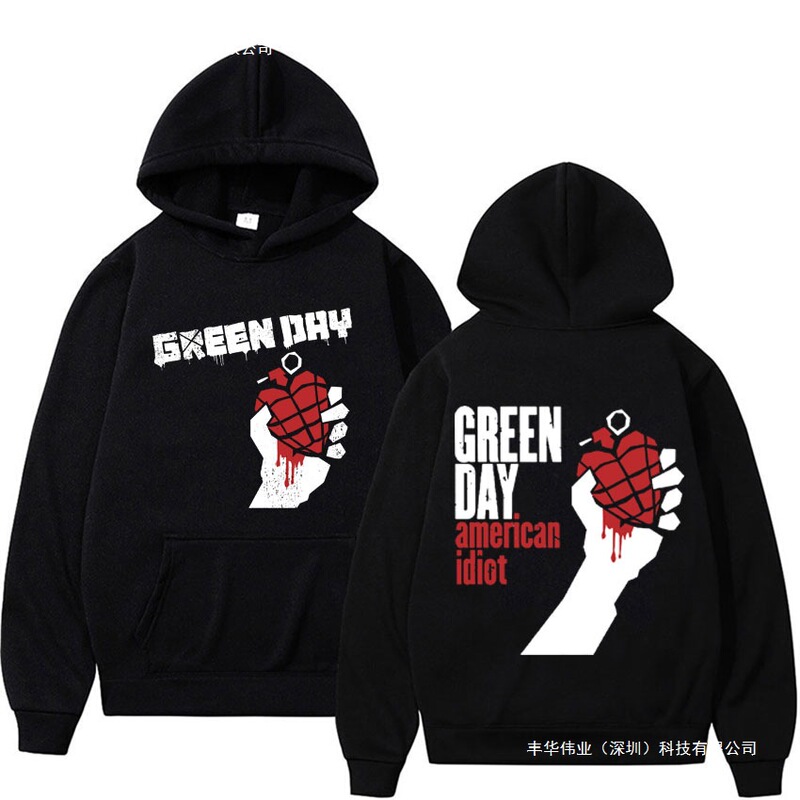 Rare Punk Band Green Day American Idiot Printed Sweatshirt Men's Clothing Gothic Harajuku Retro Sweatshirt Men's Casual