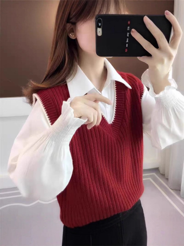 2025秋季新款女装针织马甲日系纯色开衫女宽松短款坎肩打底马夹|undefined
