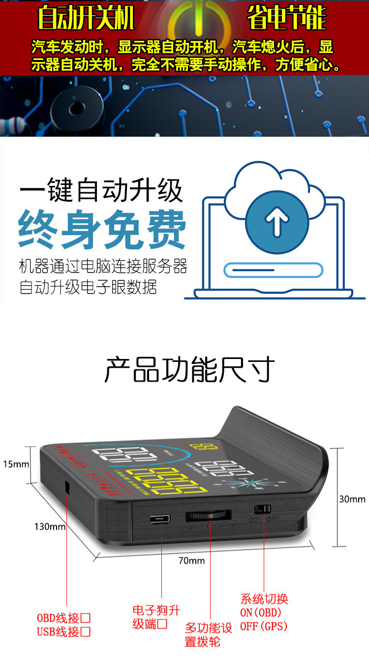 L5U new universal obd car hud head-up display GPS speed measurement electronic dog black technology speed suspension