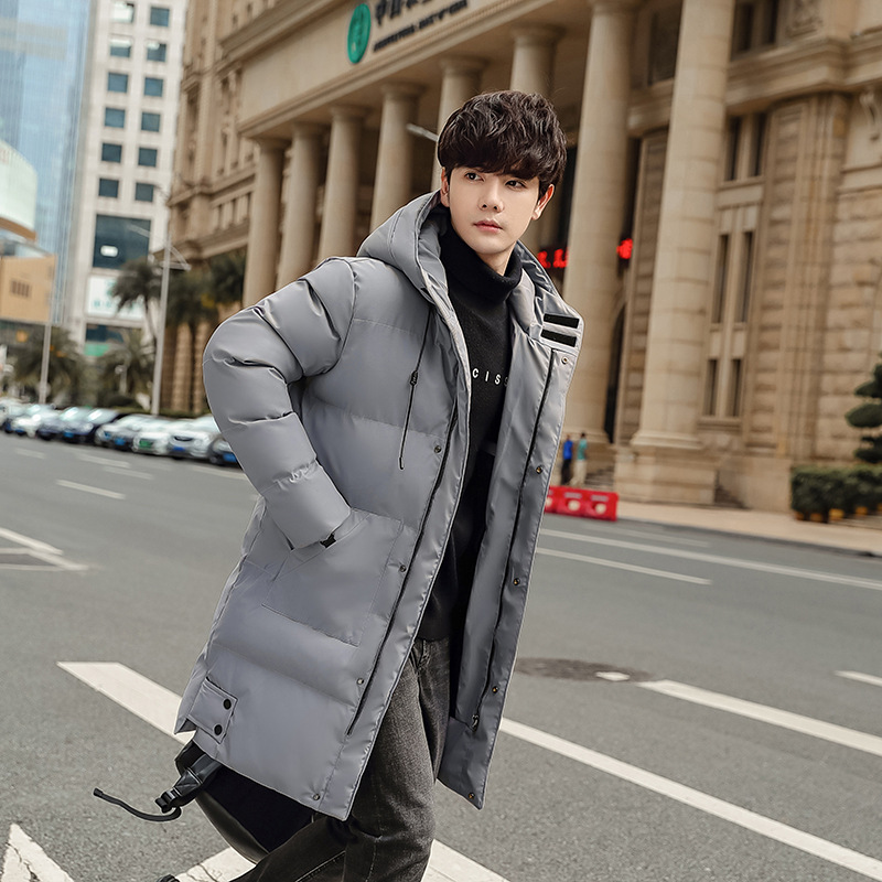 M--8XL de invierno más tamaño con capucha casual abrigo de algodón acolchado color sólido juventud cálido abrigo de algodón acolchado abrigo de invierno de longitud media para los hombres