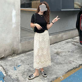 官图 半身裙女2025韩版高腰提花设计感直筒裙气质减龄长裙夏
