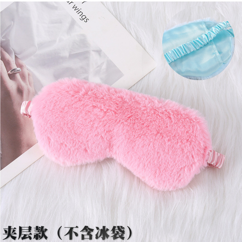 Spot piel de conejo pequeña máscara para dormir máscara para dormir máscara para ojos de felpa máscara para ojos transpirable de seda de imitación agradable para la piel máscara para ojos agradable para la piel de otoño e invierno
