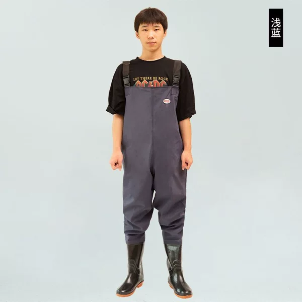 Thickened wading pants, fishing pants, waterproof leather pants, fishing shorts, wading pants, one-piece rain boots, and integrated rain pants