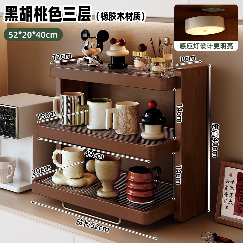 Portavasos de madera maciza encimera estante de almacenamiento de tazas estante de taza de agua acrílica taza de té taza de café estante de escritorio