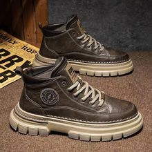 秋冬男鞋复古马丁靴男英伦风高帮男士休闲皮鞋中帮户外防滑工装靴