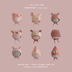 秋南 嬰兒帽子秋冬2024新款時尚卡通可愛寶寶胎帽兒童針織帽批發