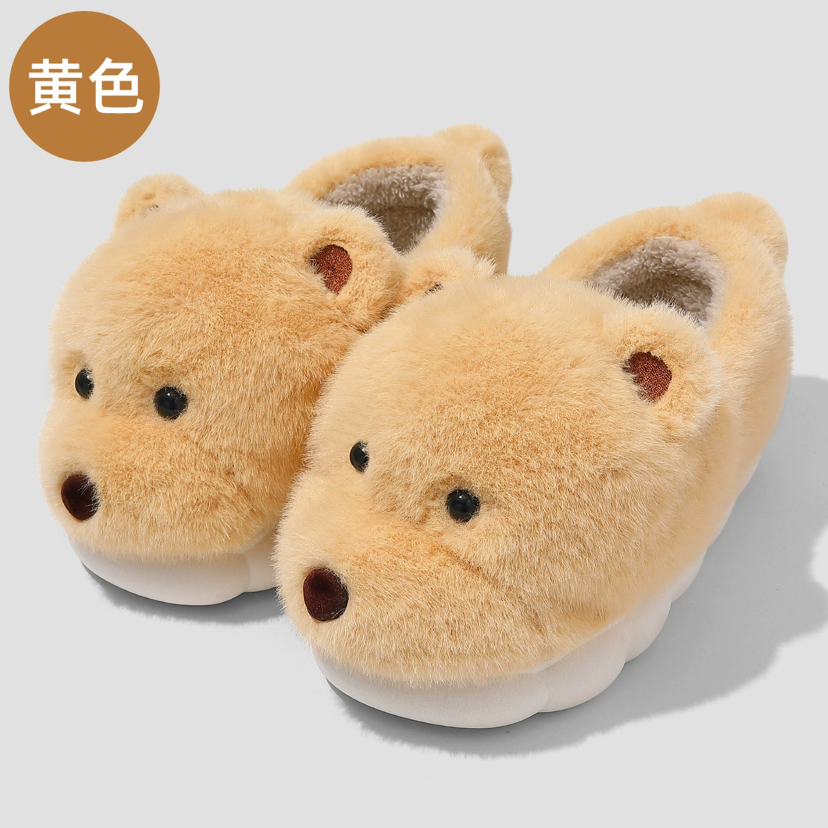 Cute demi-season keep warm shoes, slippers for beloved, footwear, with little bears, soft sole, wholesale
