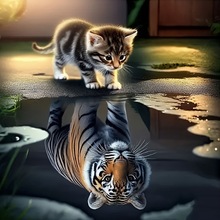 老虎小猫钻石手工贴画客厅卧室装饰挂画钻石画创意圆钻满钻立体