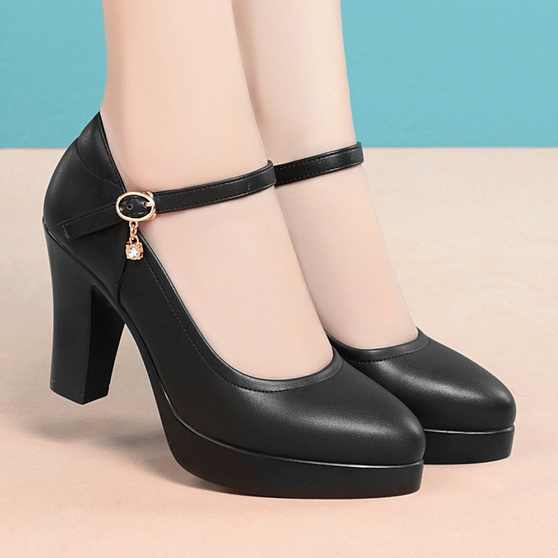 Весенний и осенний чонсам подиум на высоких каблуках женский большой размер толстый каблук водонепроницаемый стол мягкая кожа удобная и не утомительная повседневная обувь женская